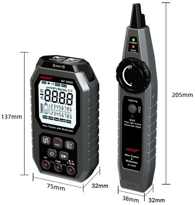 Alt view image 7 of 7 - Network Cable Tester with Multimeter, RJ45 CAT5/6 Ethernet Cable Tester, POE, Anti-Jamming TDR, Cable Toner