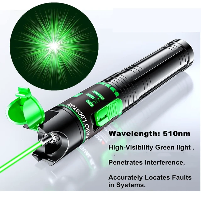 Alt view image 3 of 7 - Green Light Visual Fault Locator | 510nm 15-20KM VFL for SC/FC/ST/LC Networks | Telecom & Data Center Pro Tool