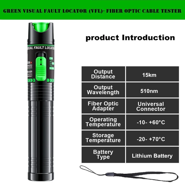 Alt view image 4 of 7 - Green Light Visual Fault Locator | 510nm 15-20KM VFL for SC/FC/ST/LC Networks | Telecom & Data Center Pro Tool