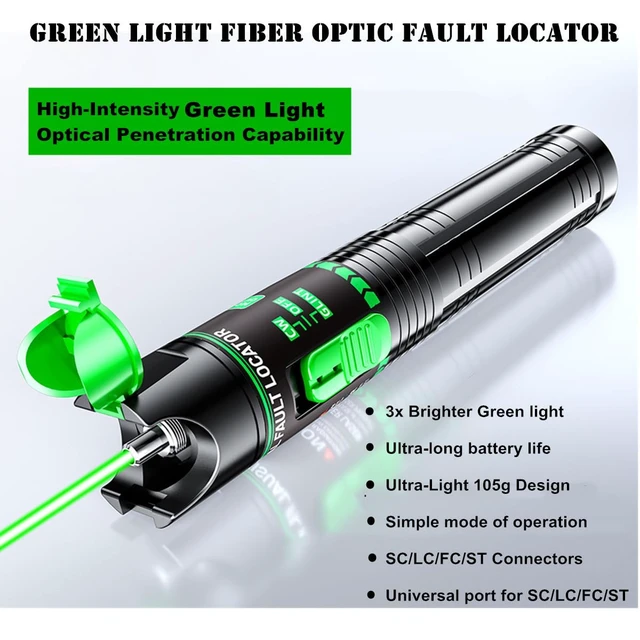 Alt view image 7 of 7 - Green Light Visual Fault Locator | 510nm 15-20KM VFL for SC/FC/ST/LC Networks | Telecom & Data Center Pro Tool