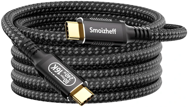 Main image of 3m Coaxial USB-C to USB-C Cable 80Gbps 240W PD 3.1, Ultra-Flexible USB4 v2.0 Data Charging Cable with 16K@60Hz Video Output, Compatible with Thunderbolt 4/3, for Laptops, Monitors, SSDs, 10FT
