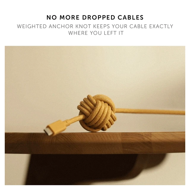 Alt view image 2 of 7 - Native Union Anchor Cable 240W 10ft Reinforced Braided USB-C to USB-C Power Delivery 3.1 Charging Cable with Weighted Knot for iPhone Duo, 18 Pro & Pro Max, MacBook Pro/Air M5 / Neo