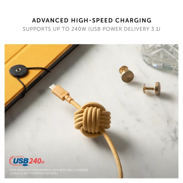 Alt view image 6 of 7 - Native Union Anchor Cable 240W 10ft Reinforced Braided USB-C to USB-C Power Delivery 3.1 Charging Cable with Weighted Knot for iPhone Duo, 18 Pro & Pro Max, MacBook Pro/Air M5 / Neo