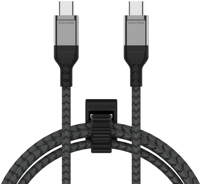 Main image of Rokform PowerTrip 100W USB-C Charging Cable, 2m (6.6 ft) | Braided Cable, Integrated Cable Tie, 5,000 Bend Tested, Reinforced Aluminum, Kevlar and TPU