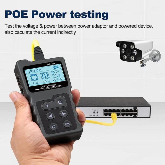 Alt view image 2 of 7 - VXSCAN NF-488 PoE Cable Tester for Power Over Ethernet Cable Wire Tester | Network Cable Continuity Tester, DC Power & Switch Loop-Back Test, PoE Checker, Network Cable Tester for CAT5e/CAT6/CAT6a
