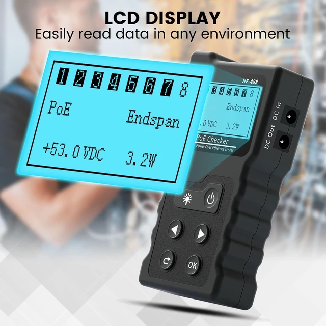 Alt view image 7 of 7 - VXSCAN NF-488 PoE Cable Tester for Power Over Ethernet Cable Wire Tester | Network Cable Continuity Tester, DC Power & Switch Loop-Back Test, PoE Checker, Network Cable Tester for CAT5e/CAT6/CAT6a