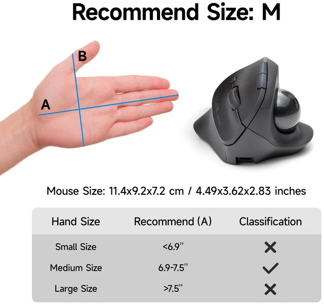 Alt view image 6 of 7 - SANWA Vertical Trackball Mouse, 2.4G & Bluetooth, Ergonomic Right-Hand | For Medium Hands, Silent Click, Programmable with Software, Type-C Rechargeable, Precise Thumb Control, Compatible Win/ Mac