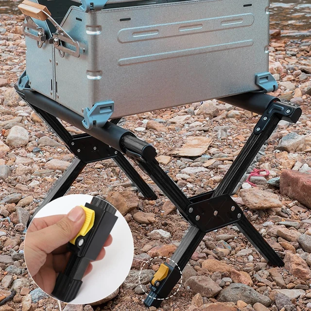 Alt view image 3 of 7 - VINGVO Camping Cooler Stand, Adjustable Strong Load Bearing Stable Folding Cooler Stand Frame Aluminum Alloy for Camping Hiking BBQ Cooking Fishing Picnic Outdoor, Light Weight Ice Box Holder (Black)