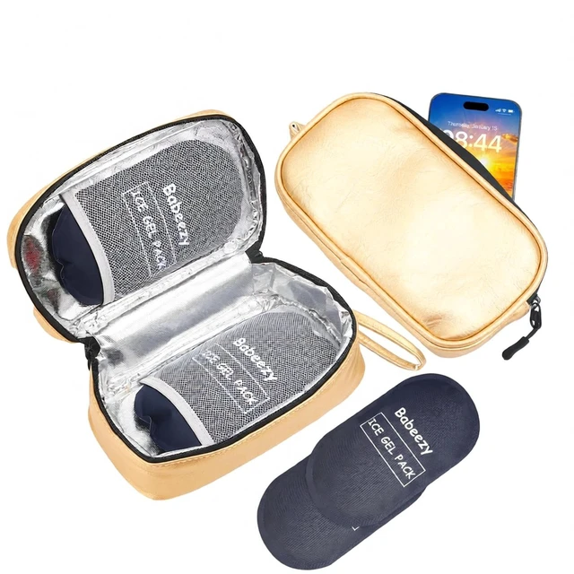 Main image of Babeezy Car Phone Cooling Bag with 2 Ice Packs Thermal iPhone Pouch Gold | Prevents Overheating , Reflective Heat Shield Case, iPhone 17 Pro Max & Android , Essential Summer Work Gear