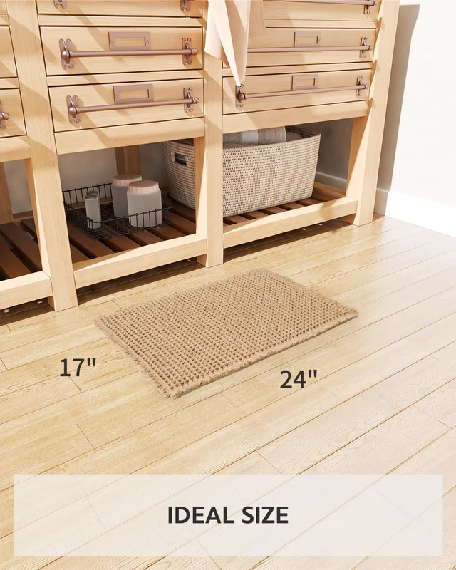 Alt view image 2 of 7 - Machine Washable Floor Mat for Tub Area, Ultra Absorbent Non-Slip Soft Bathroom Rug with Tassels, Waffle Pattern Bath Mat