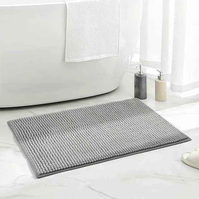 Alt view image 2 of 7 - Machine Washable, Non-Slip Bath Mat, Fast Drying, Hanging Chenille Bathroom Rug with Wall Hooks - High Absorbency