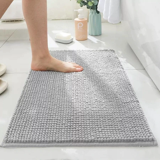 Alt view image 3 of 7 - Machine Washable, Non-Slip Bath Mat, Fast Drying, Hanging Chenille Bathroom Rug with Wall Hooks - High Absorbency