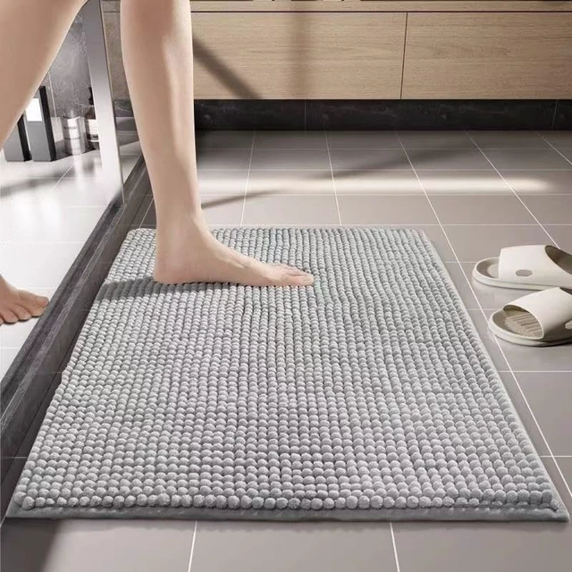 Alt view image 4 of 7 - Machine Washable, Non-Slip Bath Mat, Fast Drying, Hanging Chenille Bathroom Rug with Wall Hooks - High Absorbency