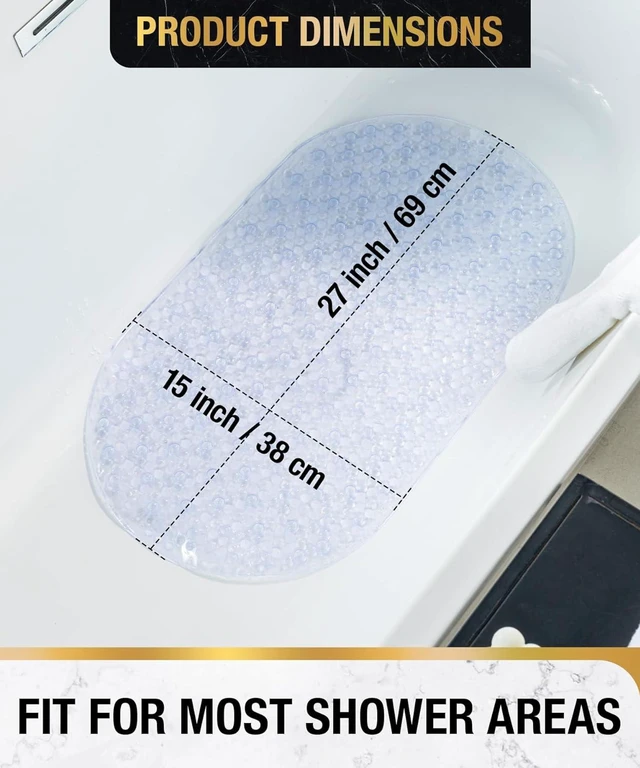 Alt view image 6 of 7 - Machine Washable Oval Bathroom Shower Rug, Transparent Non-Slip Bubble Bath Tub Mat with Suction Cups and Drain Holes