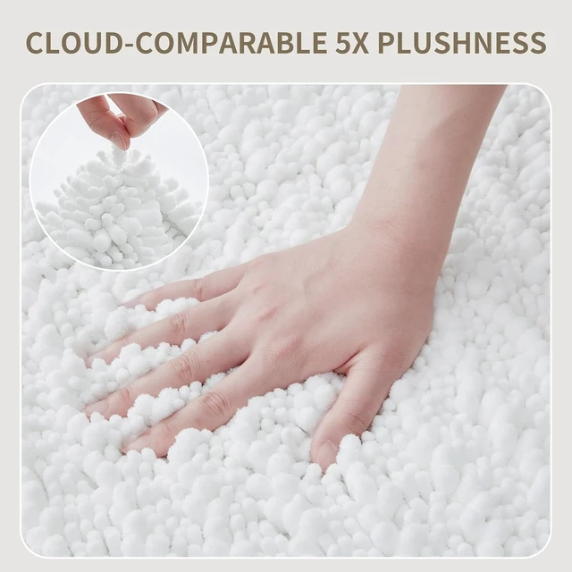 Alt view image 5 of 7 - Soft Chenille Bath Mat with Non-Slip Backing - Highly Absorbent Bathroom Rug