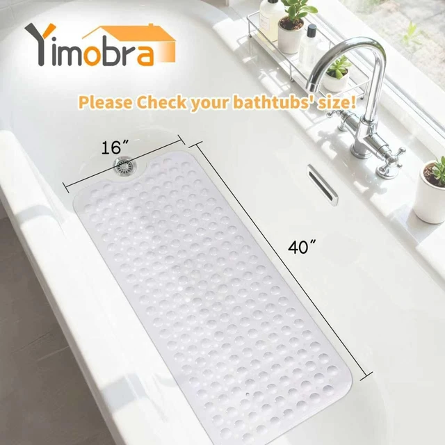 Alt view image 2 of 7 - Extra Long White Bath Rug, Non-Slip Bathtub Mat for Tub