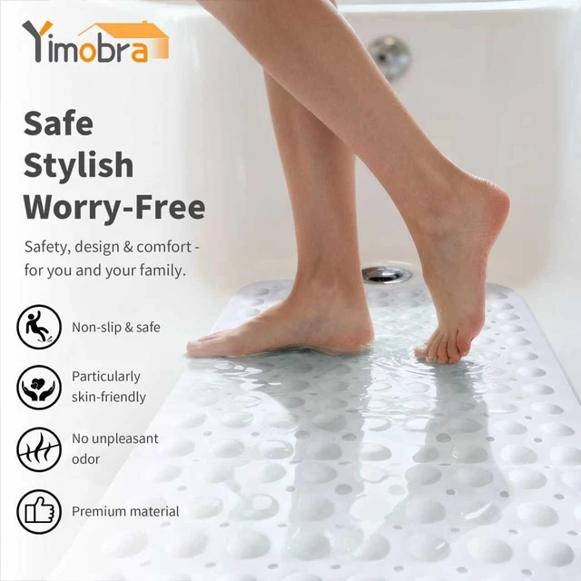Alt view image 6 of 7 - Extra Long White Bath Rug, Non-Slip Bathtub Mat for Tub