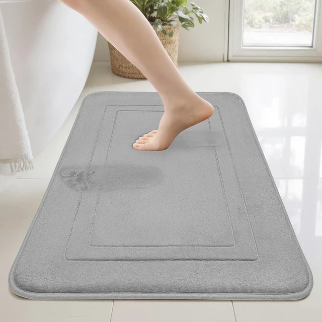 Alt view image 8 of 8 - Cupic Cupid Memory Foam Bath Mat 20"×32", Non Slip Bathroom Rugs, Gray | Soft Touch, Cushioned Comfort, Non Slip Bathroom Mat, Super Absorbent & Quick Dry, Machine Washable for Shower, Tub & Vanity