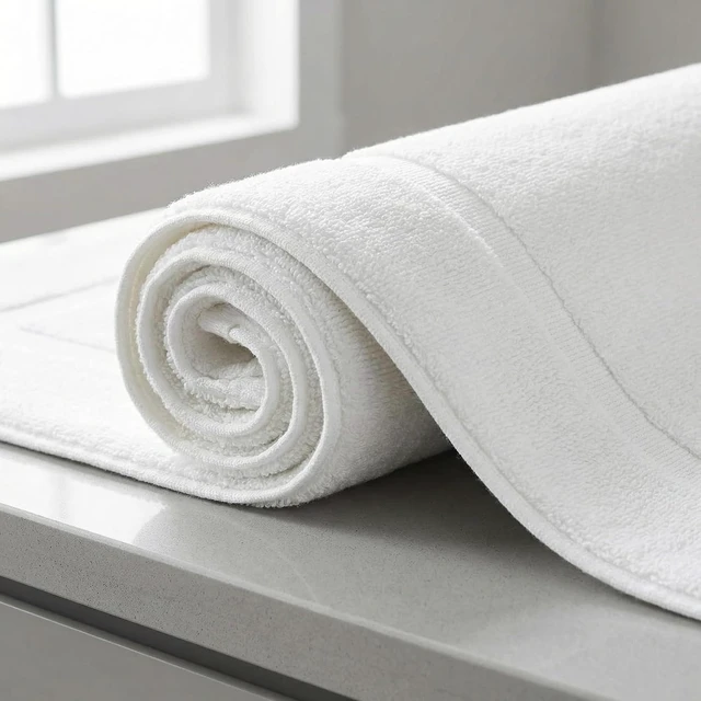 Alt view image 3 of 7 - Reversible Cotton Absorbent Bathroom Rug with Non-Slip Backing for Hotel & Spa Use