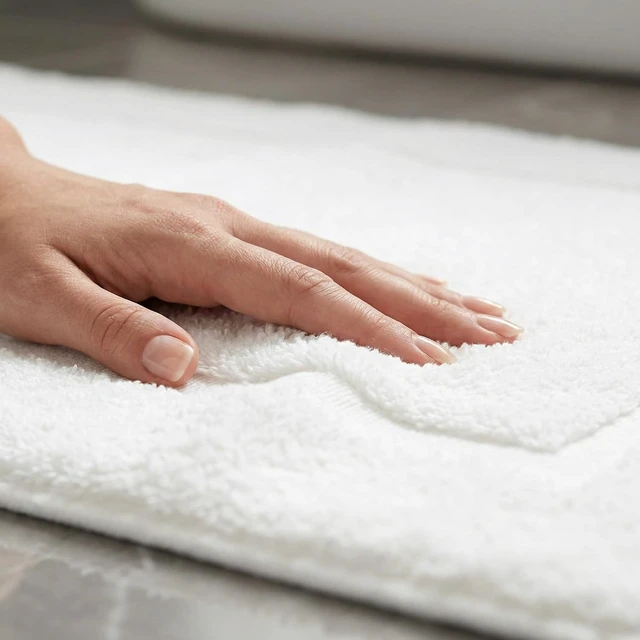 Alt view image 4 of 7 - Reversible Cotton Absorbent Bathroom Rug with Non-Slip Backing for Hotel & Spa Use