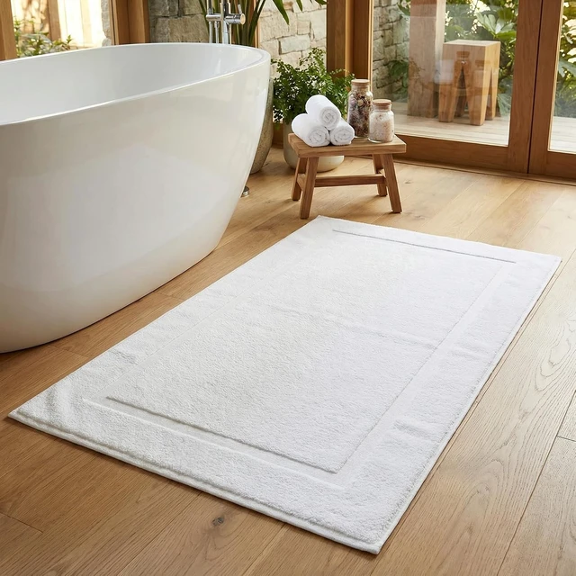 Alt view image 7 of 7 - Reversible Cotton Absorbent Bathroom Rug with Non-Slip Backing for Hotel & Spa Use