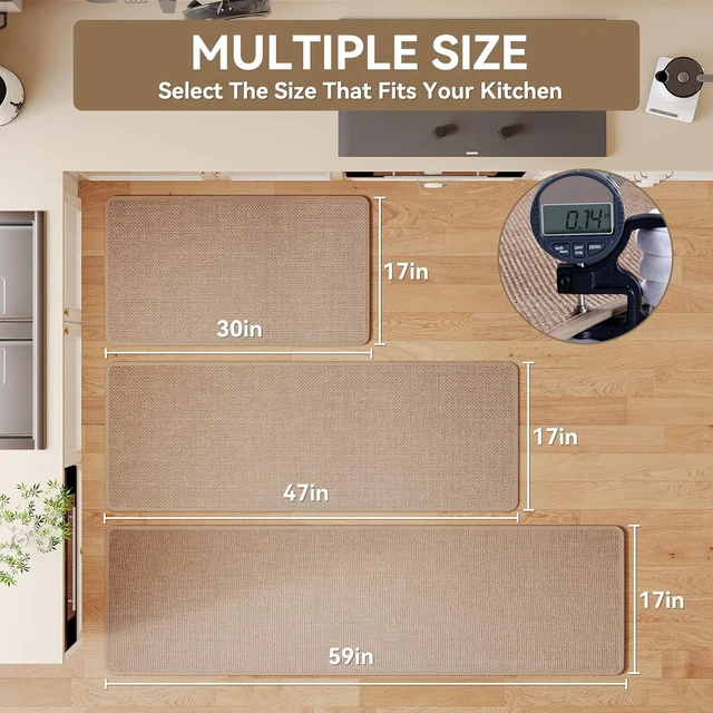 Alt view image 2 of 7 - Non-Slip Washable Brown Kitchen Floor Mats & Rugs
