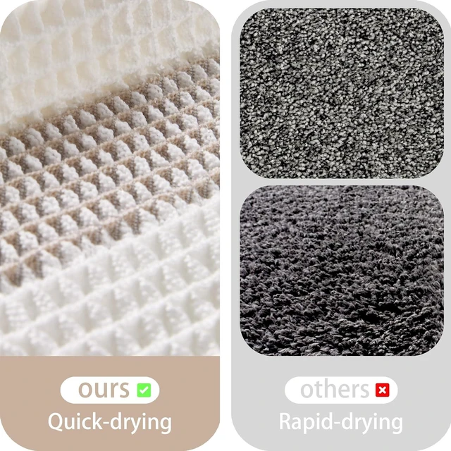 Alt view image 6 of 7 - Non-Slip Waffle Texture Bohemian Style Bathroom Rug Mat