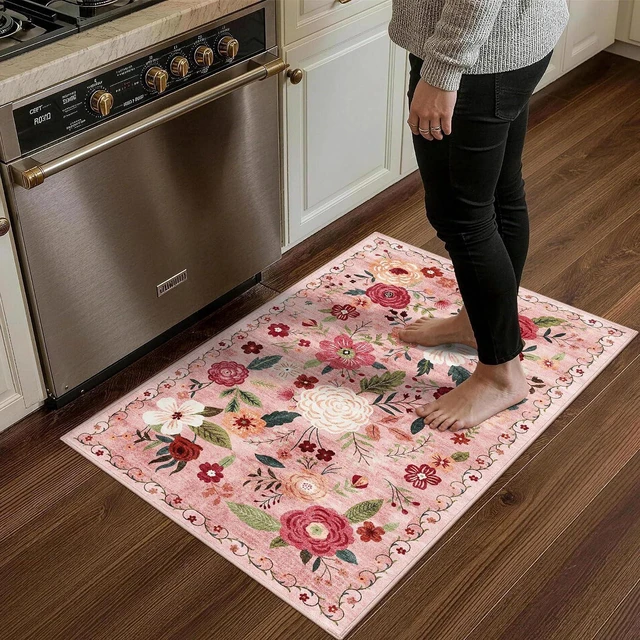 Alt view image 2 of 7 - Multipurpose Small Area Rug & Door Mat, Machine Washable Anti-Slip Pet Food Mat