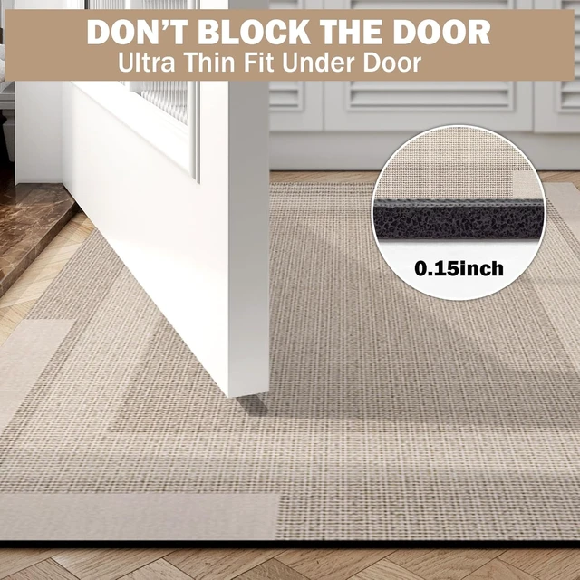 Alt view image 3 of 7 - Non Slip Bath Mat Thin Bathroom Rugs Fit Under Door Beige