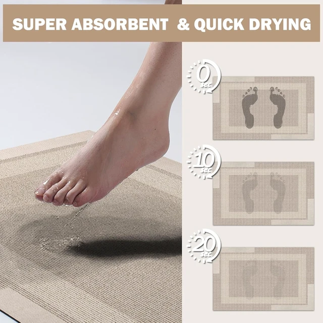 Alt view image 5 of 7 - Non Slip Bath Mat Thin Bathroom Rugs Fit Under Door Beige