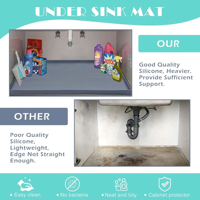 Alt view image 5 of 6 - Waterproof Silicone Under Sink Mat Shelf Liner for Kitchen Bathroom Cabinet Counter Protector Storage Organizer Litter Mat Pet Cat Puppy Essentials