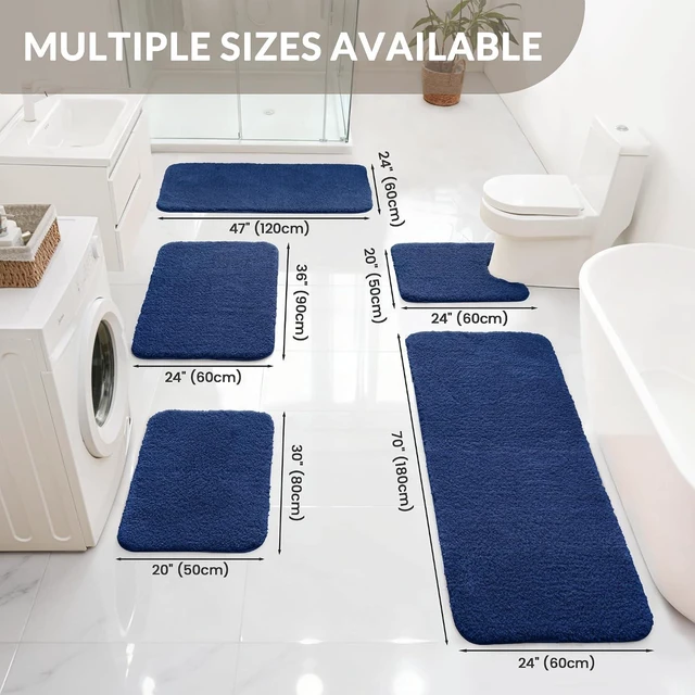 Alt view image 10 of 12 - Exclusivo Mezcla Bathroom Rugs Mats 17x24, Navy Blue | Extra Soft Non Slip Absorbent Microfiber Bath Rug, Machine Washable Quick Dry Bath Mat for Bathroom Floor Tub and Shower