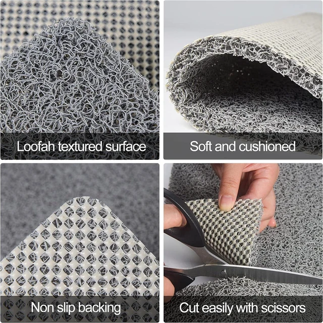 Alt view image 3 of 6 - Quick-Drying Loofah Shower Rug Without Suction Cups, Non-Slip PVC Bath Mat for Textured Surfaces