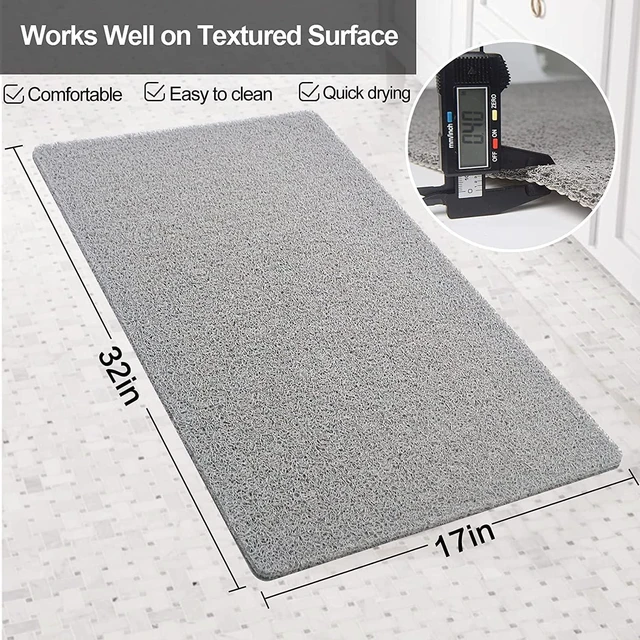 Alt view image 2 of 6 - Quick-Drying Loofah Shower Rug Without Suction Cups, Non-Slip PVC Bath Mat for Textured Surfaces