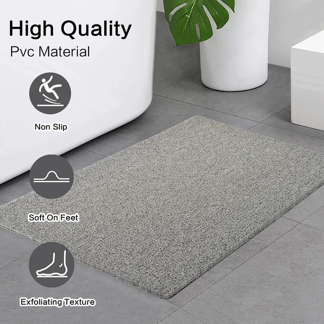 Alt view image 5 of 6 - Quick-Drying Loofah Shower Rug Without Suction Cups, Non-Slip PVC Bath Mat for Textured Surfaces