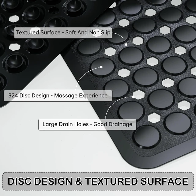 Alt view image 9 of 10 - Non-Slip Bathtub and Shower Mats, Power Grip Bath Mat 35 x 16.3 Inch with Suction Cups and Drain Holes for Tub Bathroom Floor Safety, Machine Washable Soft Bathmat, Clear