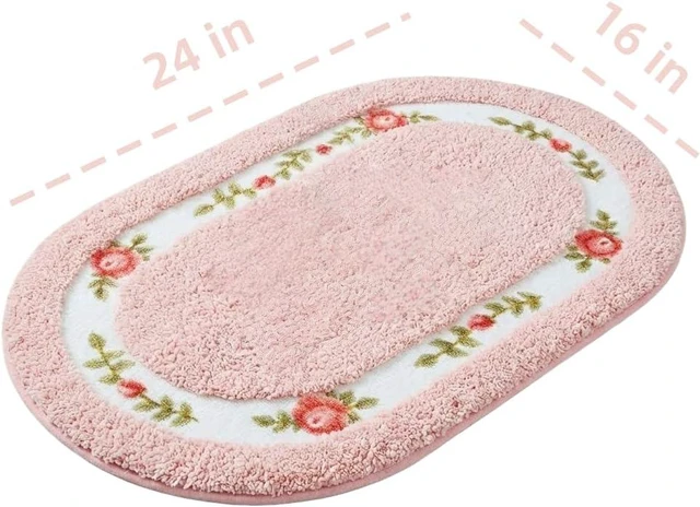 Alt view image 2 of 7 - Romantic Rose Flower Shaggy Bath Rug Non Slip Absorbent Washable Area Mat for Bathroom Living Room Bedroom Kitchen