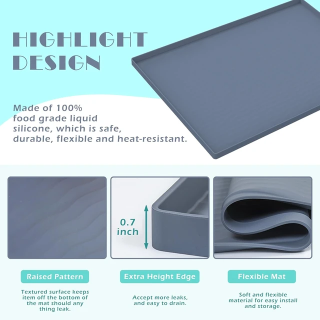Alt view image 3 of 6 - Waterproof Silicone Under Sink Mat Shelf Liner for Kitchen Bathroom Cabinet Counter Protector Storage Organizer Litter Mat Pet Cat Puppy Essentials