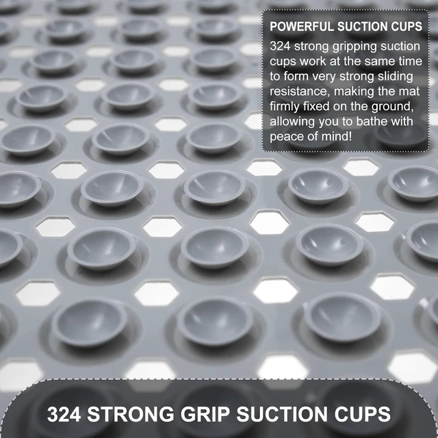 Alt view image 3 of 7 - Machine Washable Bathroom Floor Liner, Non-Slip Soft Tub and Shower Bath Mat with Suction Cups & Drain Holes