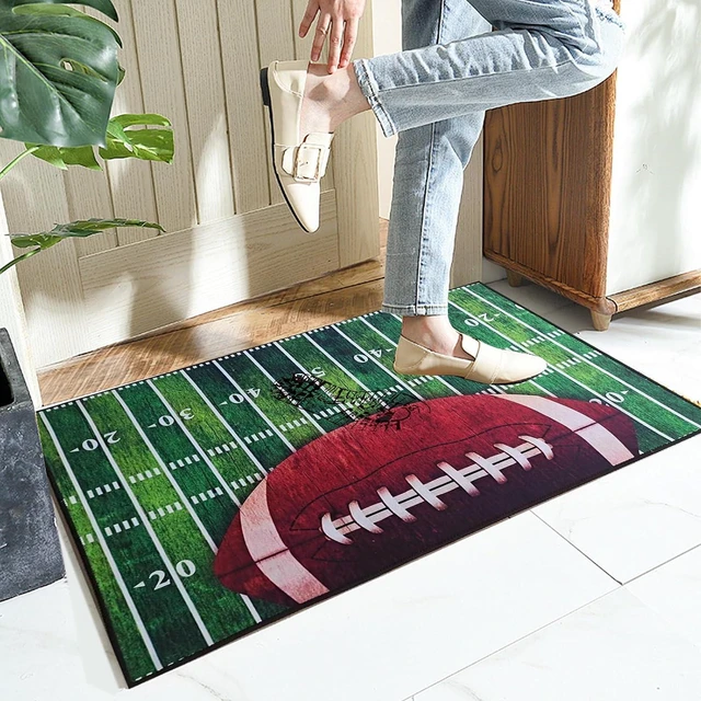 Main image of Anti-Slip Absorbent Bathroom Rug for Pets & Entryways, Football Theme Front Door Mat