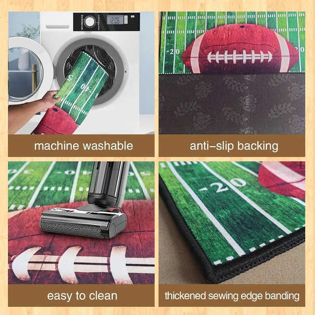 Alt view image 7 of 7 - Anti-Slip Absorbent Bathroom Rug for Pets & Entryways, Football Theme Front Door Mat