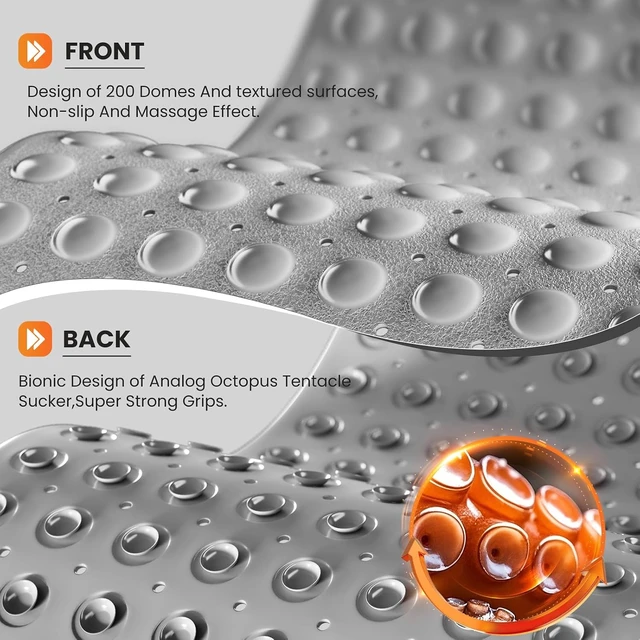 Alt view image 2 of 7 - Washable Bath Floor Rug, Anti-Slip Bathtub Safety Mat with Drainage Holes and Suction Cups