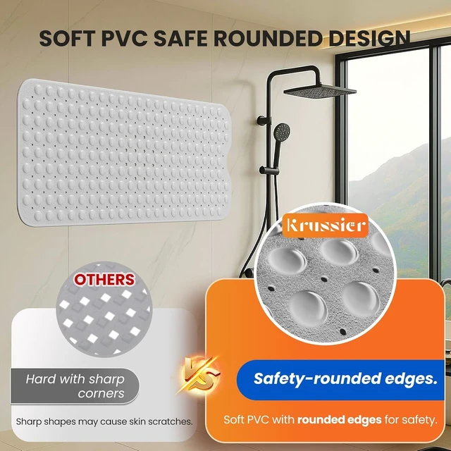 Alt view image 4 of 7 - Washable Bath Floor Rug, Anti-Slip Bathtub Safety Mat with Drainage Holes and Suction Cups