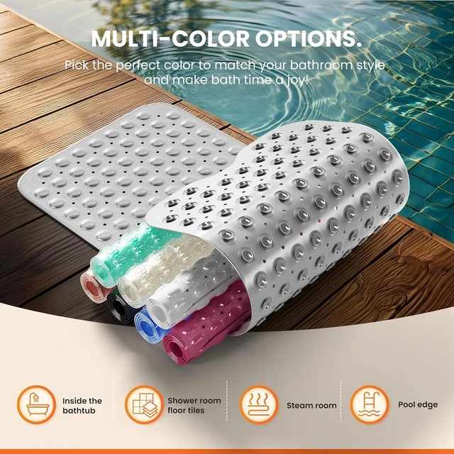 Alt view image 5 of 7 - Washable Bath Floor Rug, Anti-Slip Bathtub Safety Mat with Drainage Holes and Suction Cups