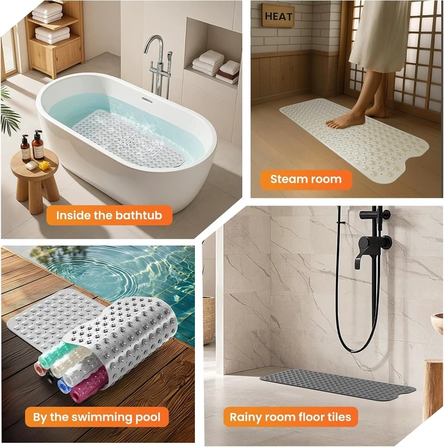 Alt view image 7 of 7 - Washable Bath Floor Rug, Anti-Slip Bathtub Safety Mat with Drainage Holes and Suction Cups