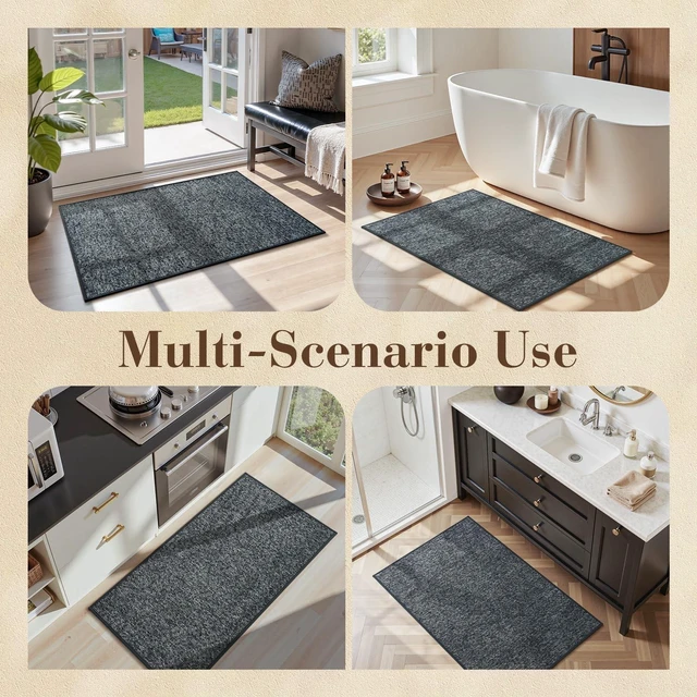 Alt view image 7 of 7 - Absorbent Durable Rubber Non Slip Front Door Mat for Inside Entryway Dirt Trapper Welcome Mat, Indoor Entrance Doormat
