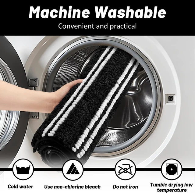 Alt view image 6 of 7 - Soft Absorbent Chenille Bathroom Rug Non Slip Shower Mat with Rubber Backing Machine Washable Shaggy Bath Mat for Tub and Hallway
