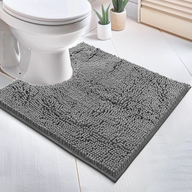 Alt view image 4 of 7 - Super Absorbent Shaggy Machine Wash & Dry, Extra-Soft Plush Chenille Microfiber Bathroom Mat, U-Shaped Washable Toilet Rug
