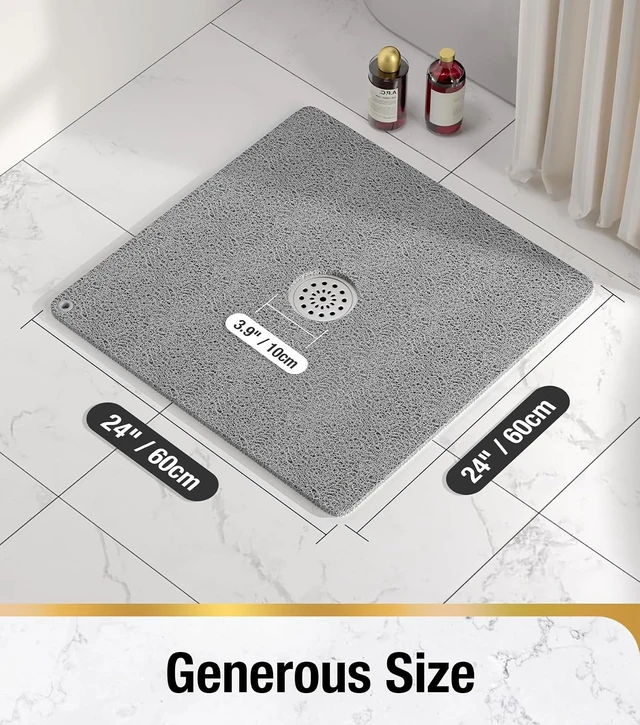 Alt view image 3 of 7 - Non Slip Bath Mat, Square Loofah Shower Mat