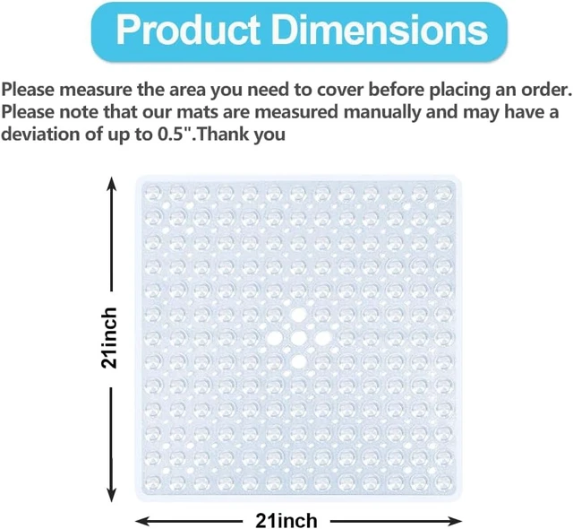 Alt view image 3 of 6 - Machine Washable Bath Rug for Stand Up Showers, Non Slip Square Shower Stall Mat with Suction Cups and Drainage Holes